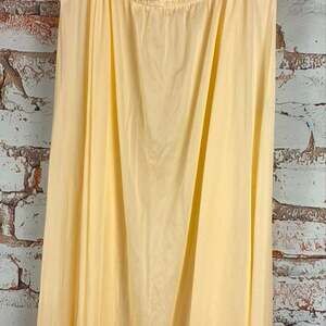 Olga Satin Nightgown Lace Trim Yellow No Sleeve